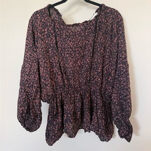 Floral cheetah Anthro top 1X